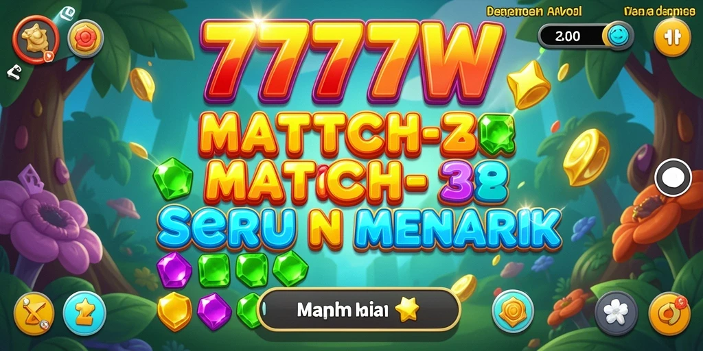 Screenshot utama 7777W menampilkan gameplay Match-3 yang seru.