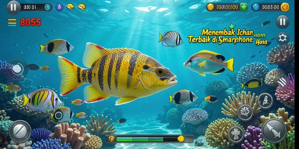 Tampilan gameplay seru dari game Tembak Ikan 8055.