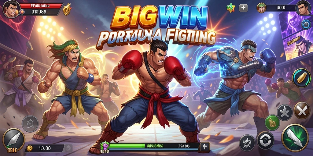 Tangkapan layar menampilkan pertarungan epik dalam BIGWIN dengan karakter yang beraksi.