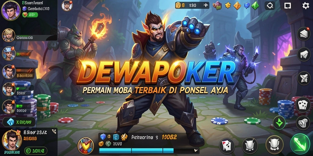 Tampilan gameplay intens DEWAPOKER dalam aksi MOBA.