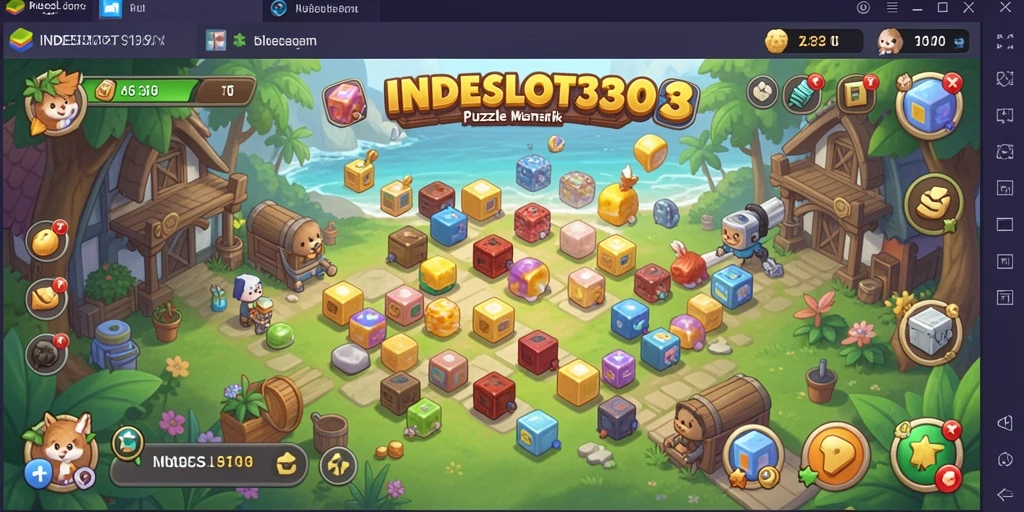 Tampilan gameplay <strong>INDESLOT303</strong> yang penuh warna dan menantang.