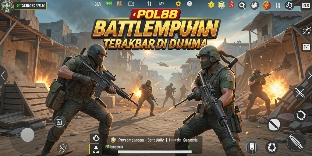 Tampilan gameplay Battle Royale yang intens dan mendebarkan di POL88.