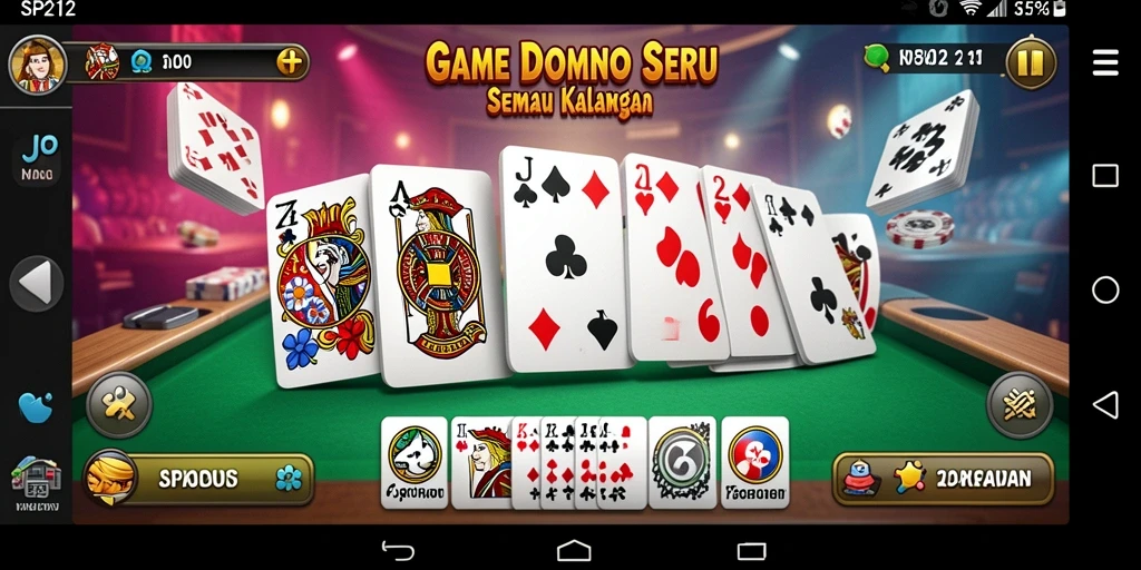 Screenshot SP212 menampilkan gameplay seru dan interaksi antar pemain di game Domino.