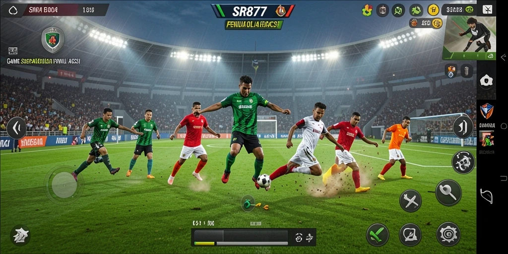 Tampilan seru gameplay dalam <strong>SR877</strong> dengan aksi sepak bola yang mendebarkan.