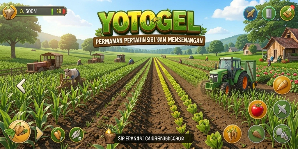 Tampilan screenshot gameplay YOTOGEL menampilkan aktivitas bertani yang seru.